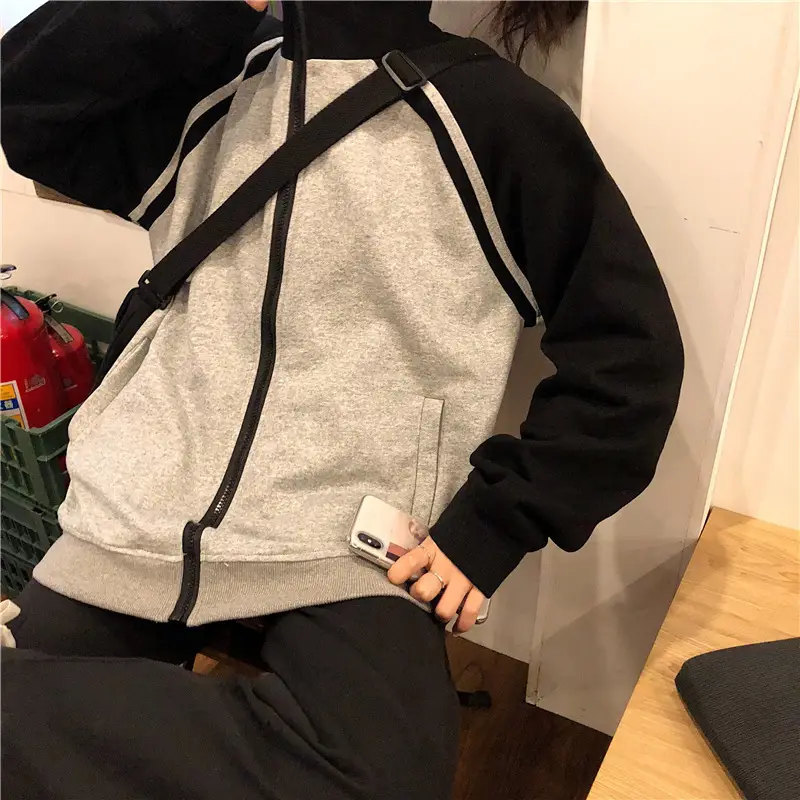 Women Baseball Coat Red Long Sleeve Large Size — feature 17