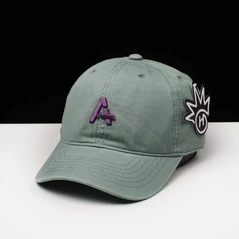 Korean Style Embroidered Baseball Cap Green - Image 5