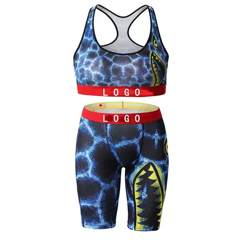 Girls' Printed Yoga Bra & Shorts Set Shock Absorbing - Image 9