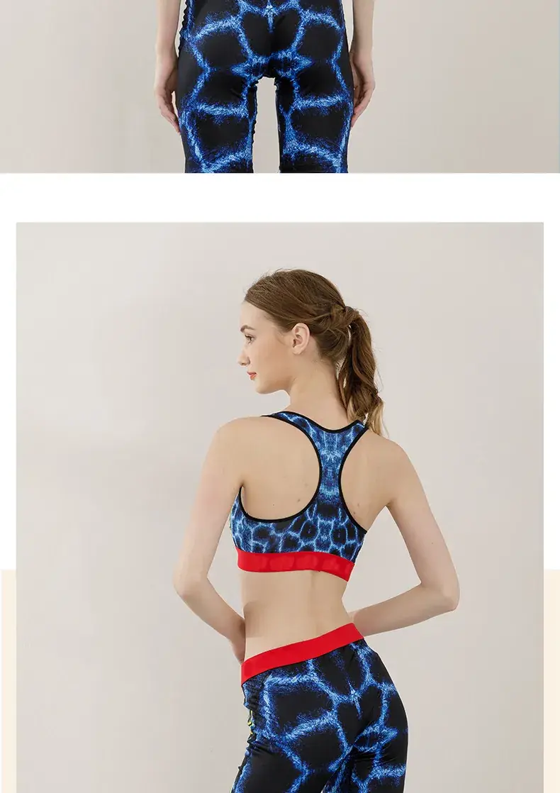Girls' Printed Yoga Bra & Shorts Set Shock Absorbing — feature 12