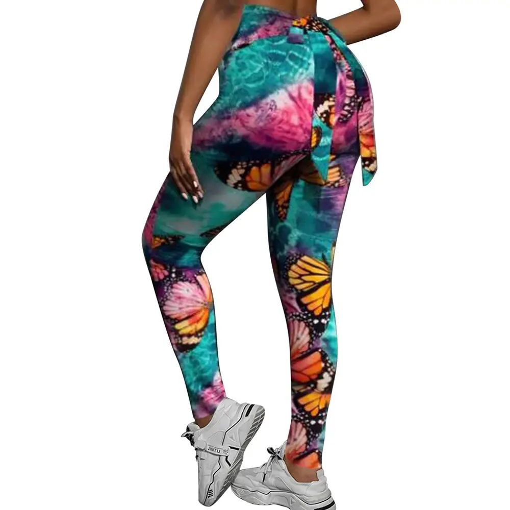 Women's Black Marble Print Yoga Pants Large - Image 11