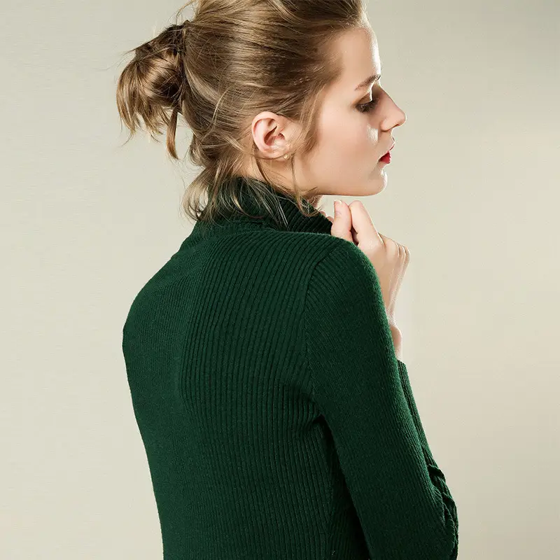 White Green Knit Pullover Sweater Women Long Sleeve - Image 19