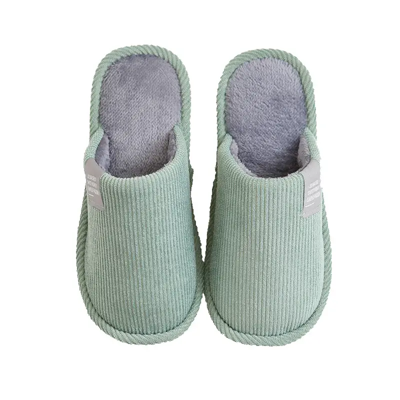2025 Corduroy Non-Slip Home Slippers with Floor Mop Design, Warm Toe-Covering Couple's Cotton Slippers, Available for Dropshipping
