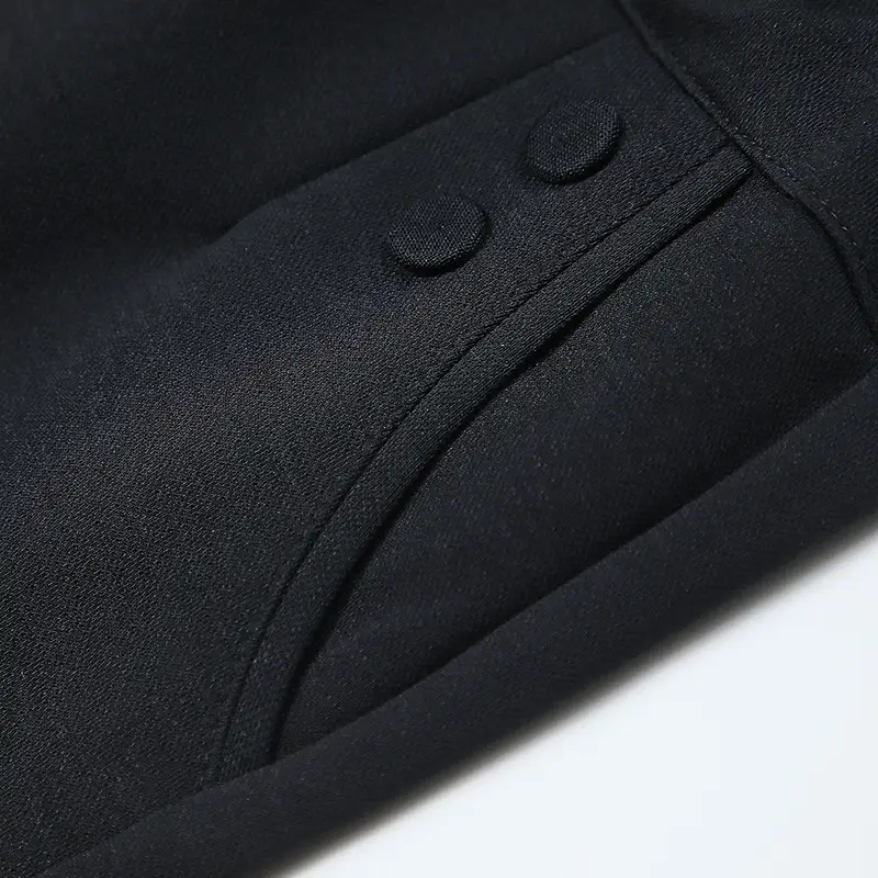 Middle-Aged Elastic High-Waist Mom Pants Black - Image 6