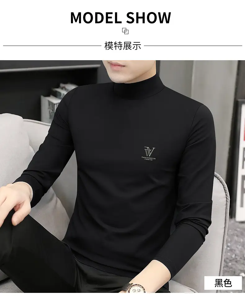Men's White Turtleneck Shirt with Logo — feature 10