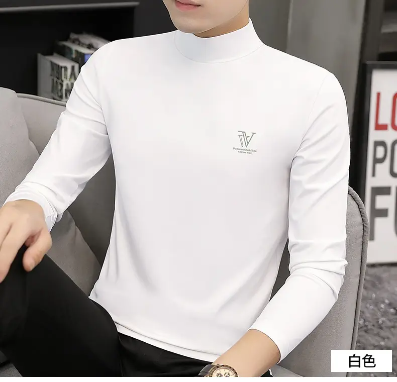 Men's White Turtleneck Shirt with Logo — feature 11