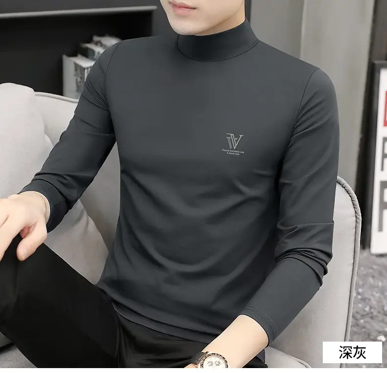 Men's White Turtleneck Shirt with Logo — feature 12