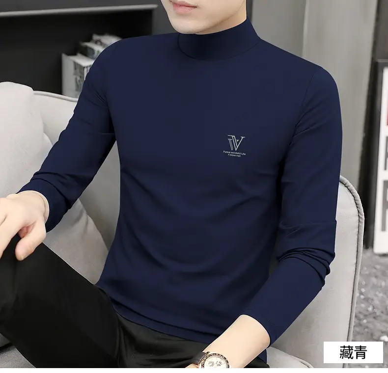Men's White Turtleneck Shirt with Logo — feature 13