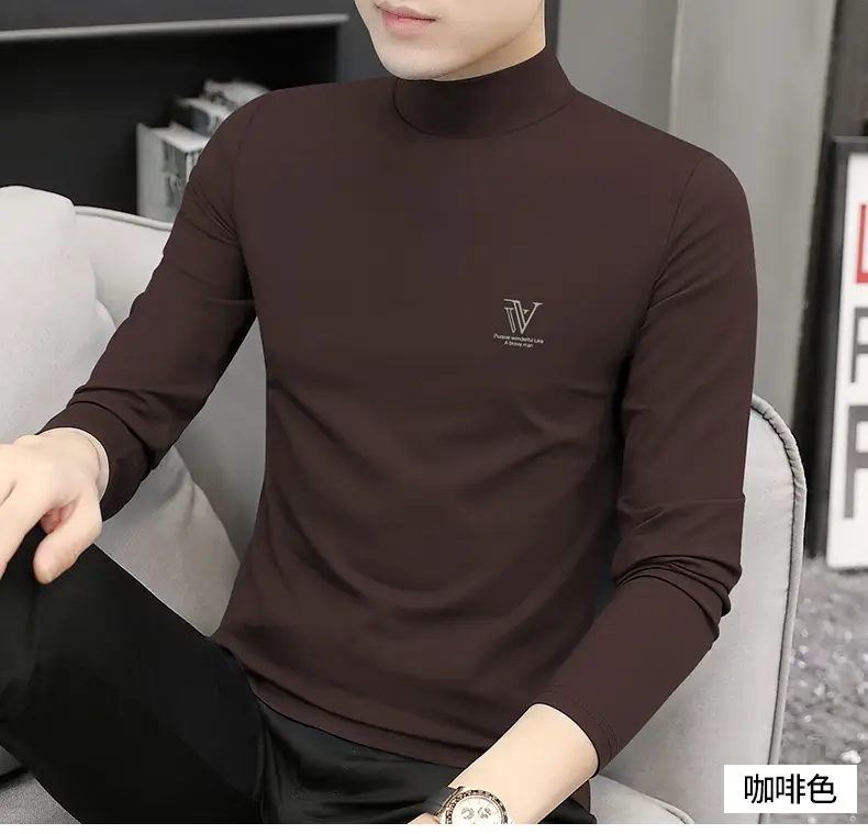 Men's White Turtleneck Shirt with Logo — feature 15