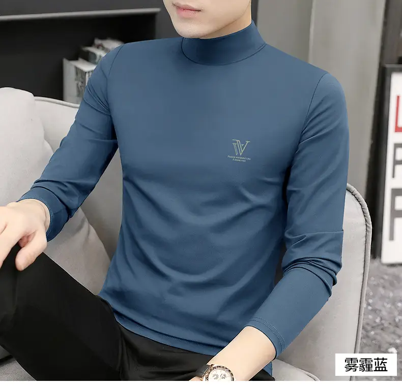 Men's White Turtleneck Shirt with Logo — feature 16