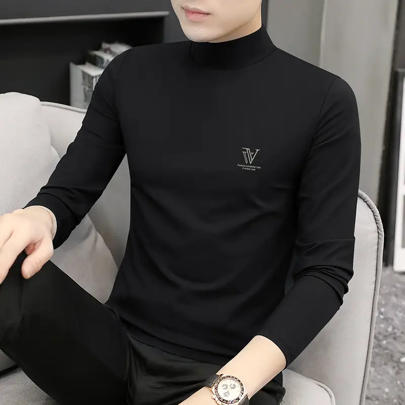 Men's White Turtleneck Shirt with Logo - Image 2