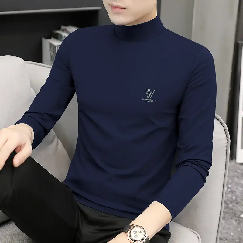Men's White Turtleneck Shirt with Logo - Image 3