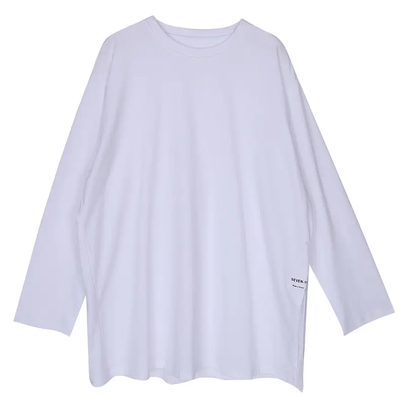 Women White Long Sleeve Cotton T-Shirt with Sweatshirt Inner - Image 4
