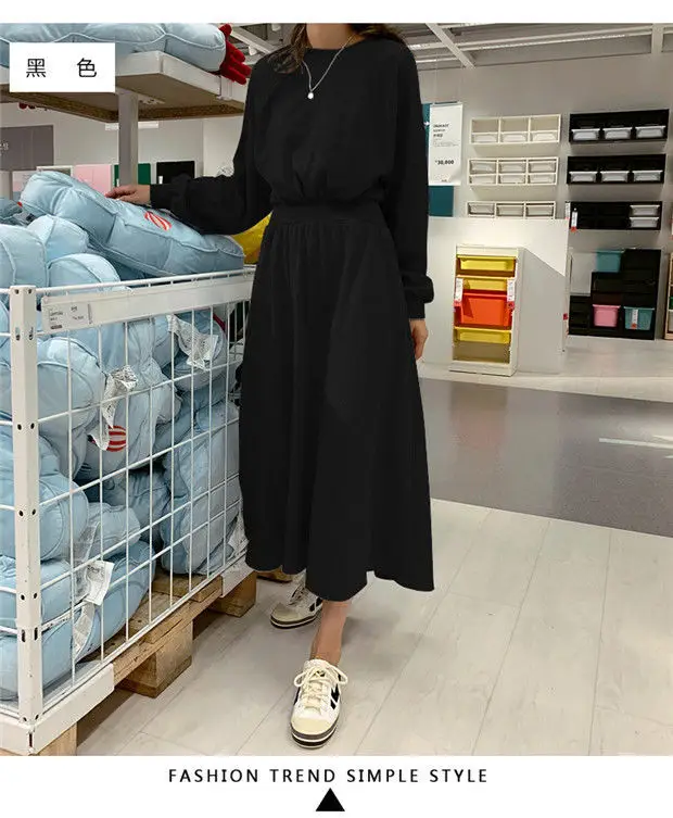 Korean Style Waist Slimming Dress Light Blue Long Sleeve — feature 20