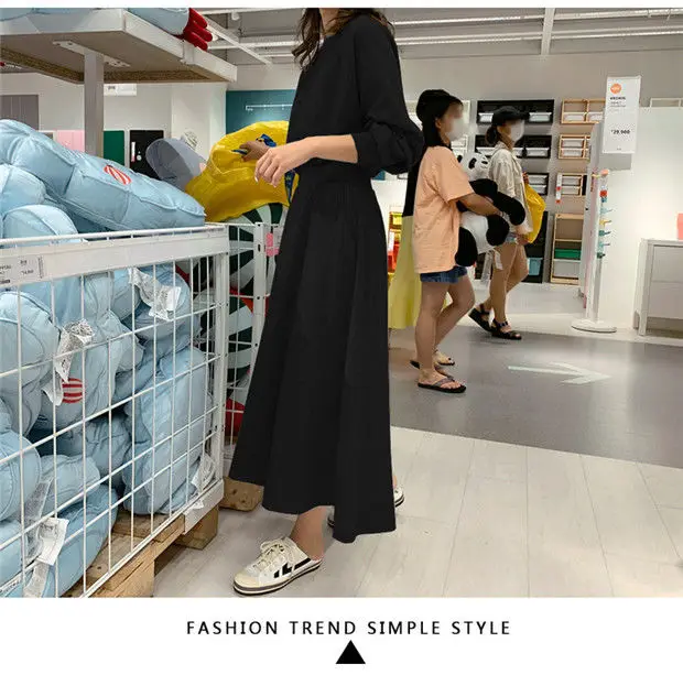 Korean Style Waist Slimming Dress Light Blue Long Sleeve — feature 21