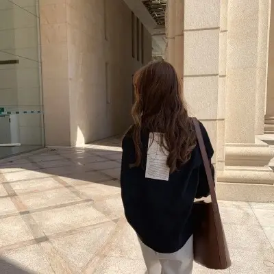 Long Sleeve T-Shirt Back Letter Print Women Winter Loose Collar Jacket