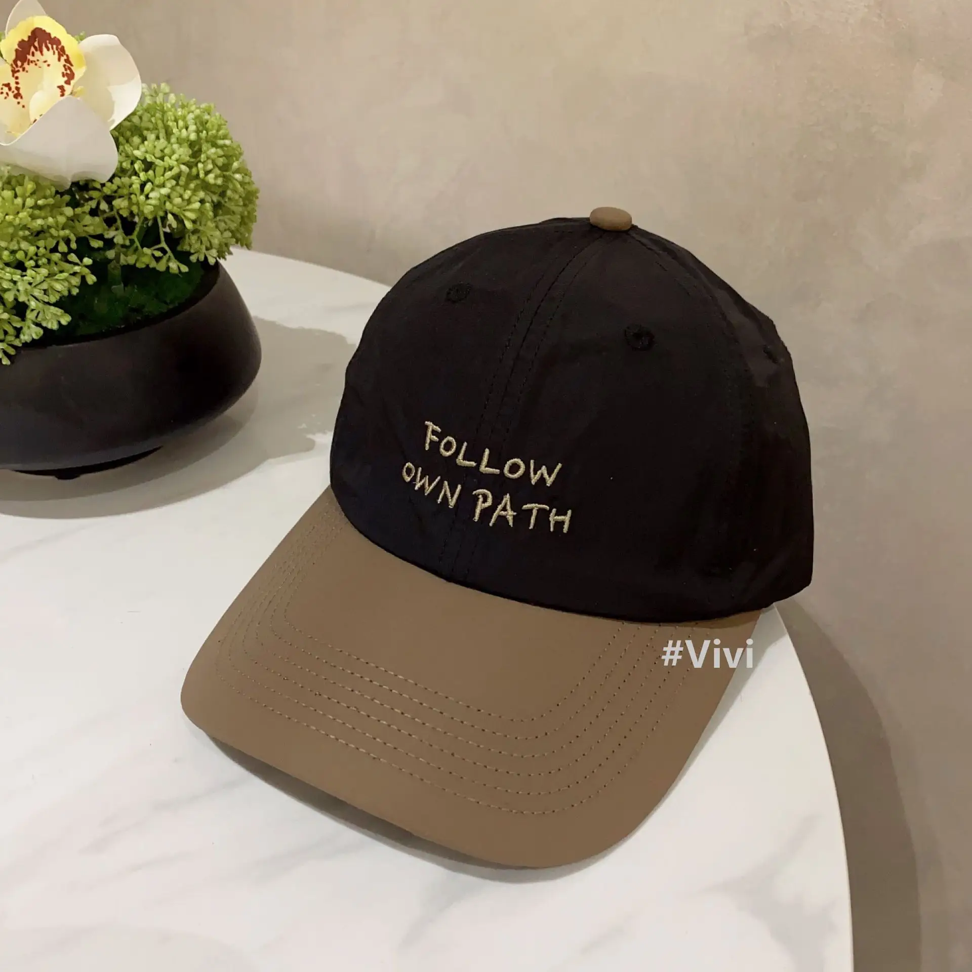 Women's Pink Red Contrast Baseball Cap with "Follow Your Path" Embroidery - Image 3