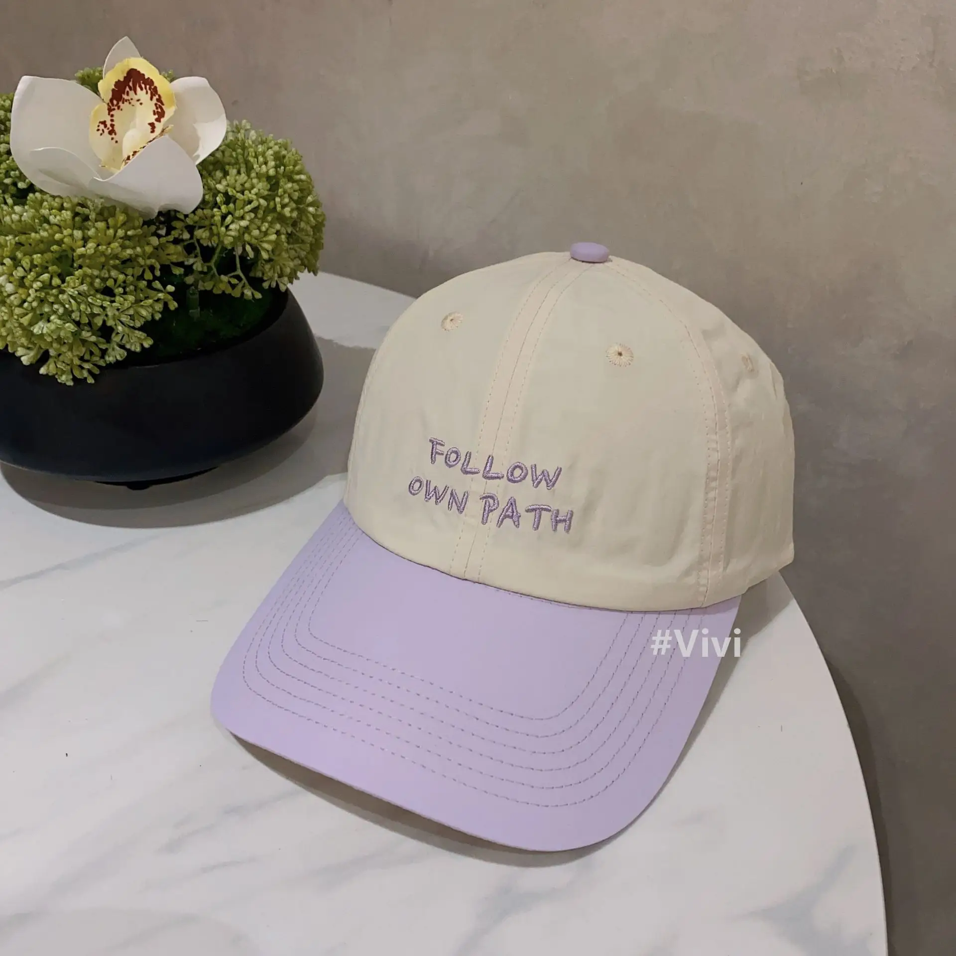 Women's Pink Red Contrast Baseball Cap with "Follow Your Path" Embroidery - Image 4