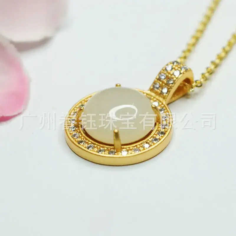 Guan Yu Natural Hetian Jade Pendant Round White Jade Cabochon Necklace - Image 4