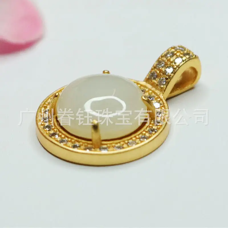 Guan Yu Natural Hetian Jade Pendant Round White Jade Cabochon Necklace — feature 8