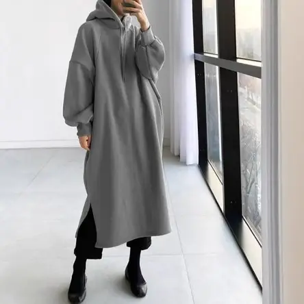Green Fleece Turtleneck Coat Medium Long Wear - Image 6