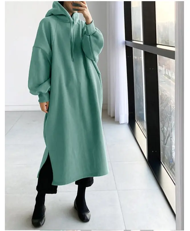 Green Fleece Turtleneck Coat Medium Long Wear - Image 4