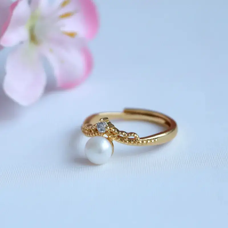 Guan Yu Pearl Crown Ring Gold Plated Women — feature 10