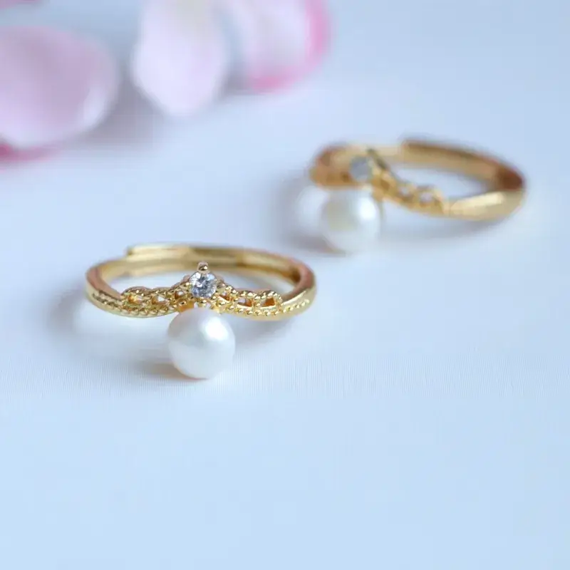 Guan Yu Pearl Crown Ring Gold Plated Women — feature 11