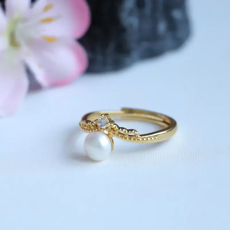 Guan Yu Pearl Crown Ring Gold Plated Women — feature 7