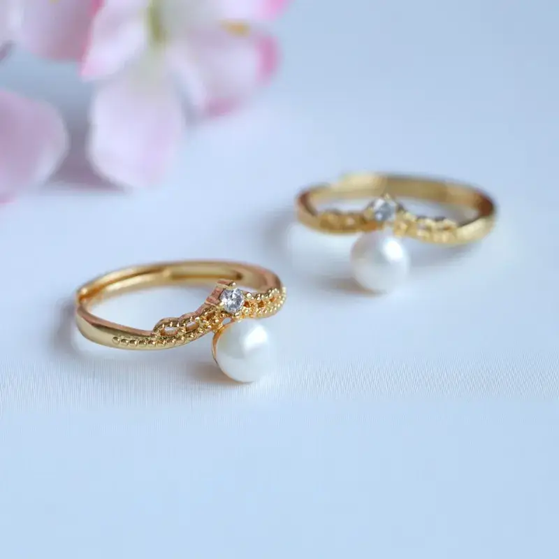 Guan Yu Pearl Crown Ring Gold Plated Women — feature 8