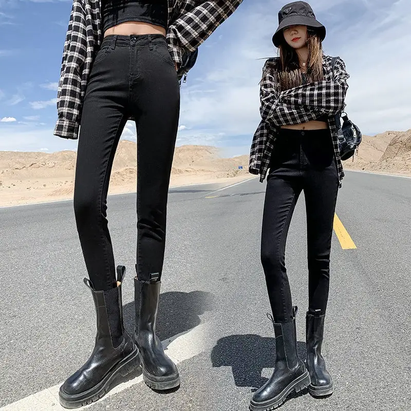 Women Slim Fleece Lined Jeans Winter Ankle Length - Image 9