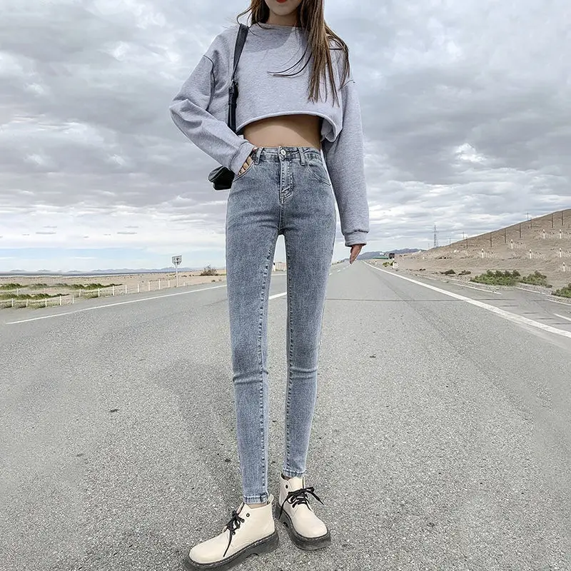 Women Slim Fleece Lined Jeans Winter Ankle Length - Image 3