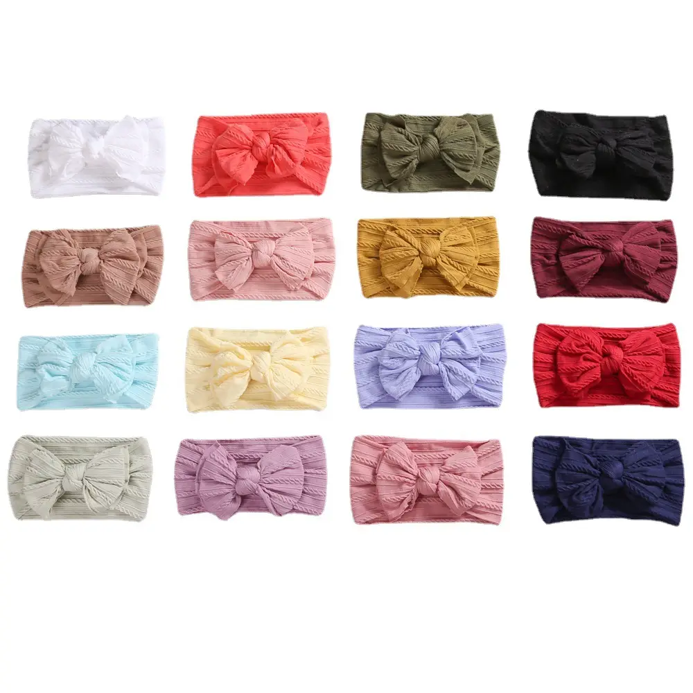 Pink Double Bow Baby Hair Band Jacquard Nylon - Image 31