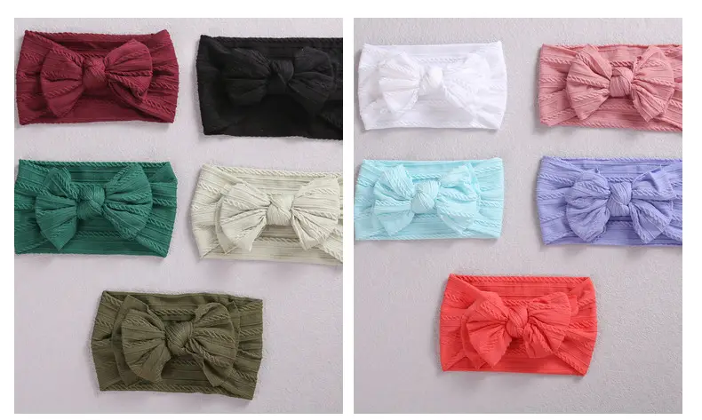 Pink Double Bow Baby Hair Band Jacquard Nylon — feature 13