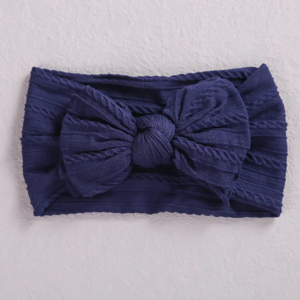 Pink Double Bow Baby Hair Band Jacquard Nylon - Image 2
