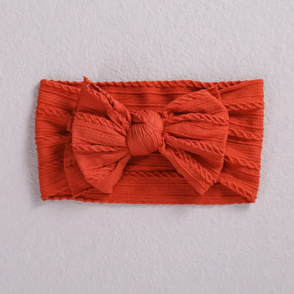Pink Double Bow Baby Hair Band Jacquard Nylon - Image 21