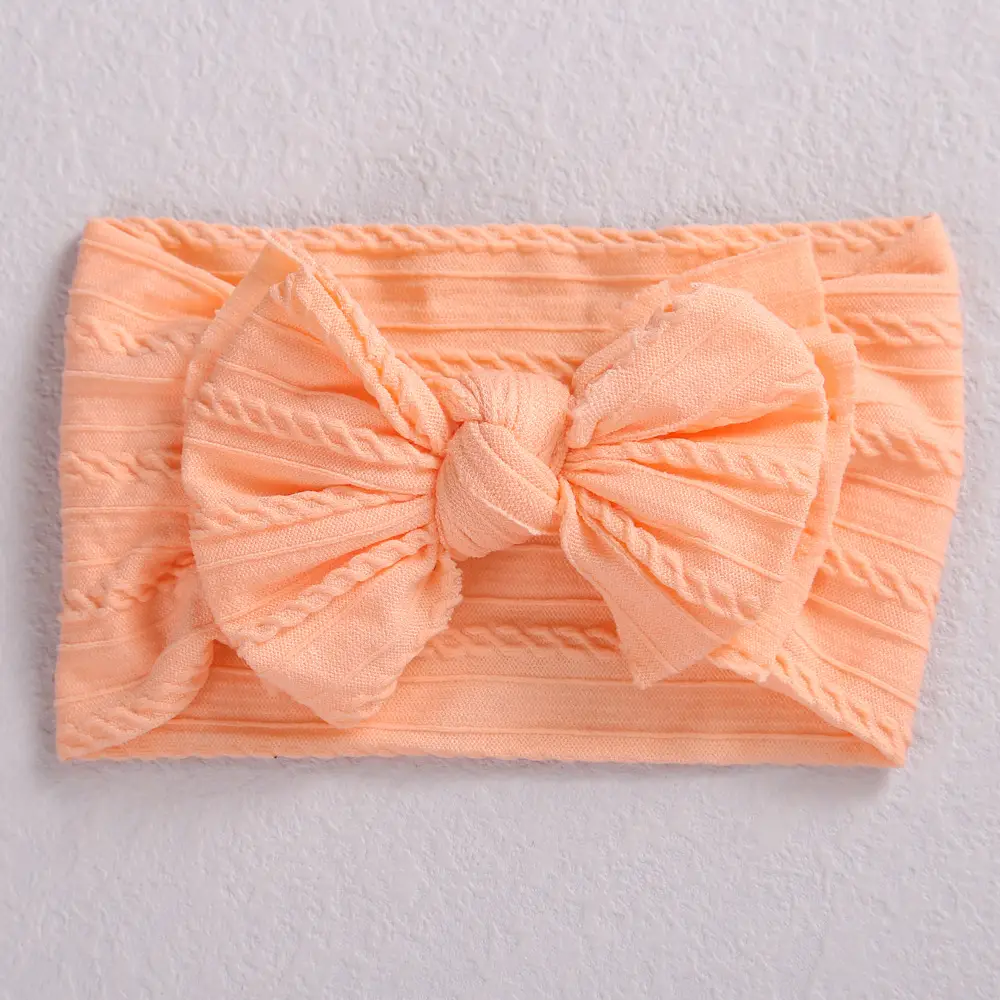 Pink Double Bow Baby Hair Band Jacquard Nylon - Image 24