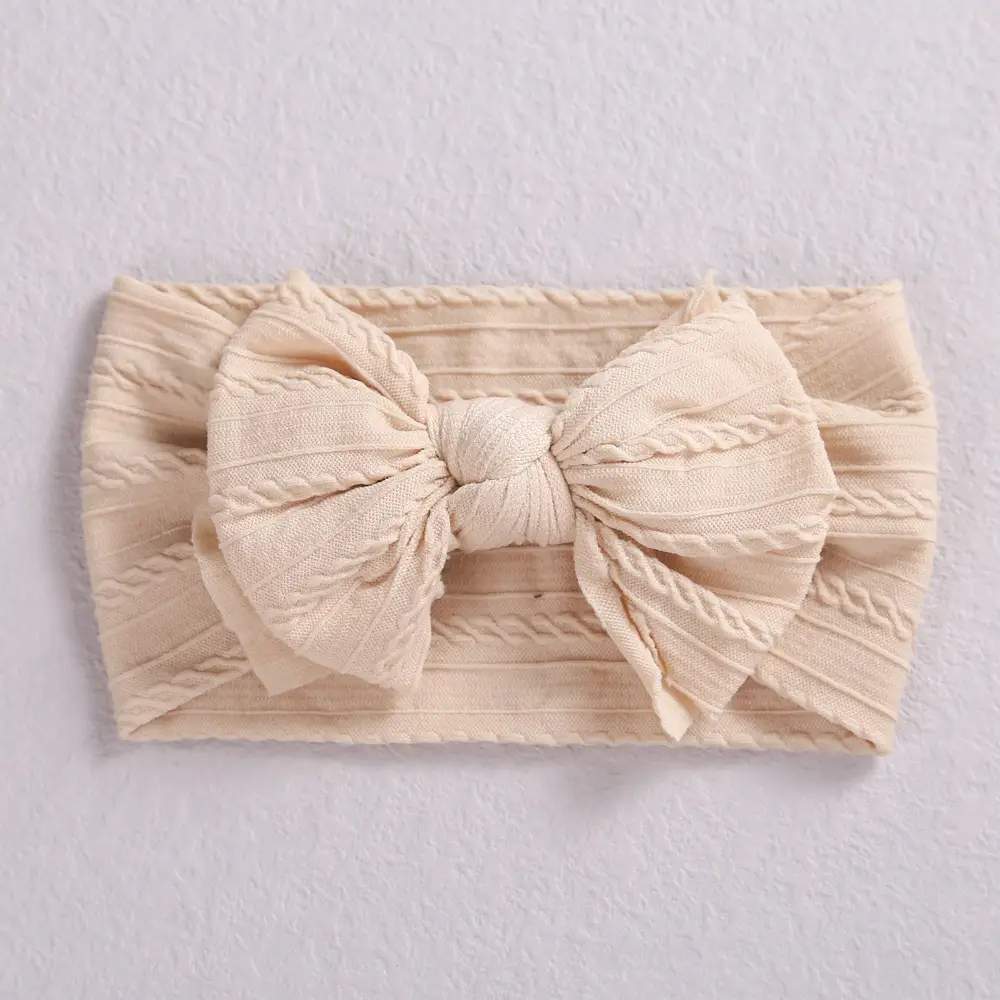 Pink Double Bow Baby Hair Band Jacquard Nylon - Image 28