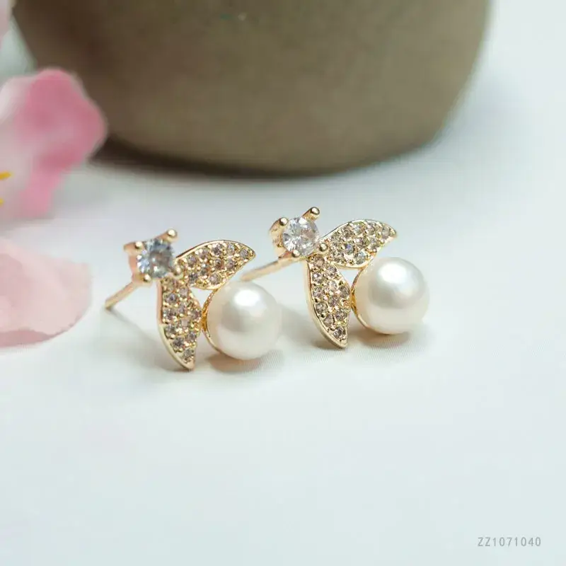 Flying Wings Pearl Earrings S925 Gold