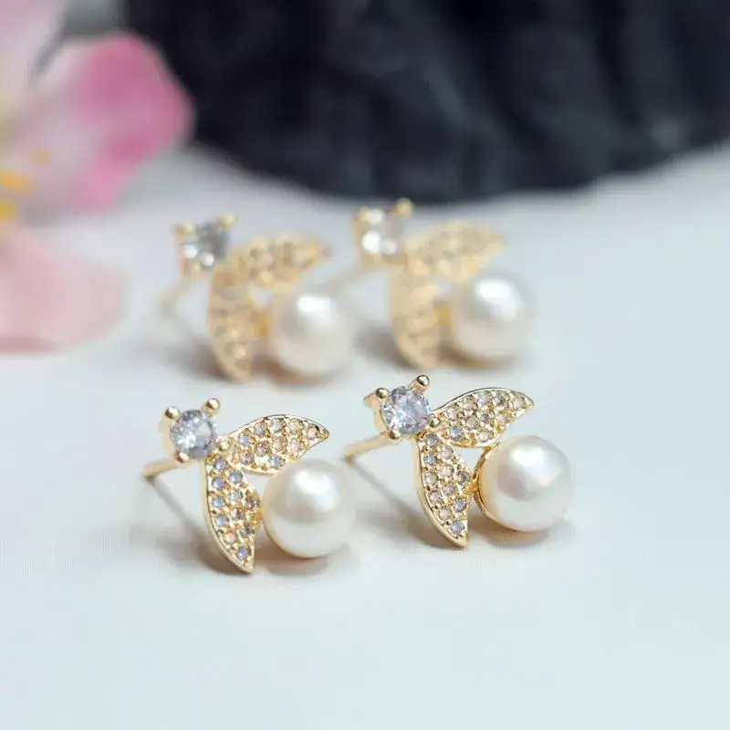 Flying Wings Pearl Earrings S925 Gold