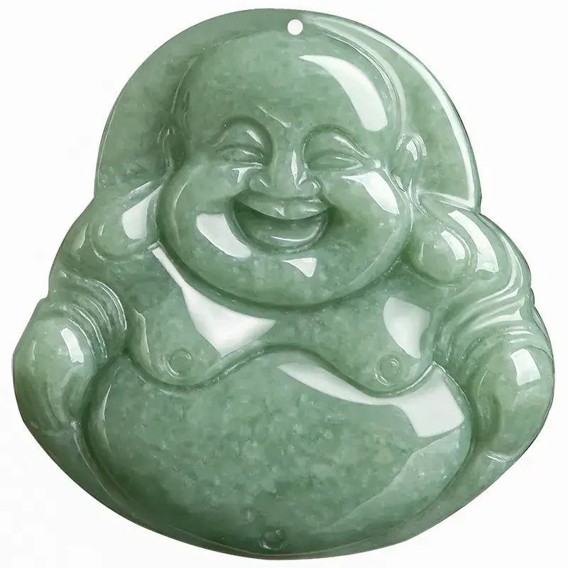 Natural Jade Green Buddha Maitreya Pendant - Image 5