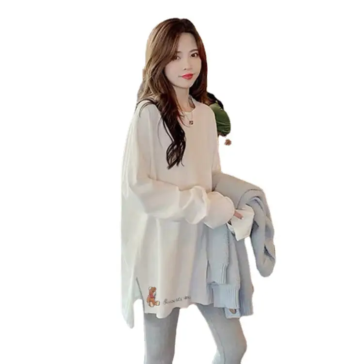 White Cotton Split Long Sleeve Top for Women Spring Autumn 2024 - Image 7