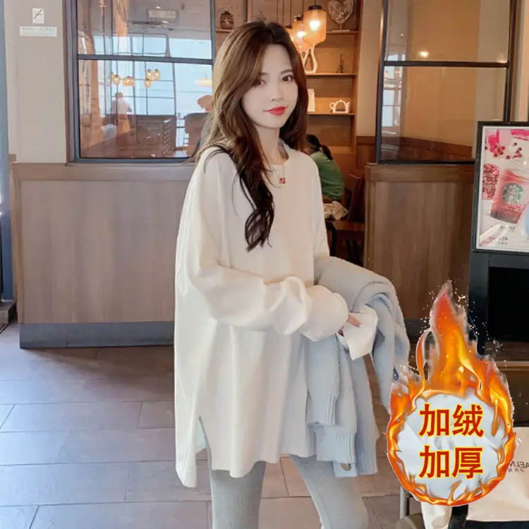White Cotton Split Long Sleeve Top for Women Spring Autumn 2024 - Image 4