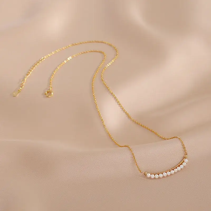 14K Gold Pearl Necklace for Women