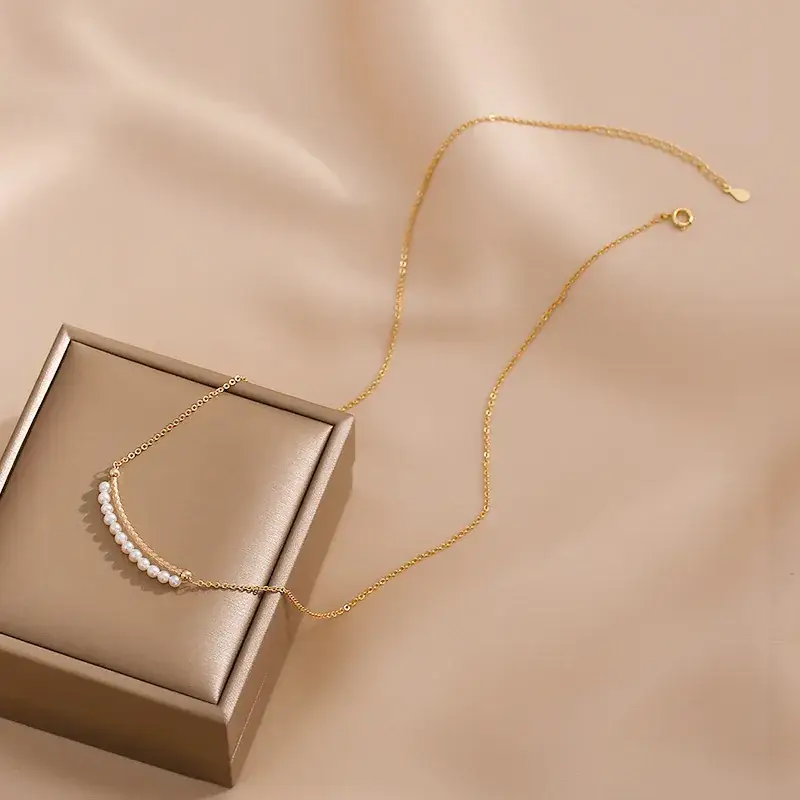 14K Gold Pearl Necklace for Women