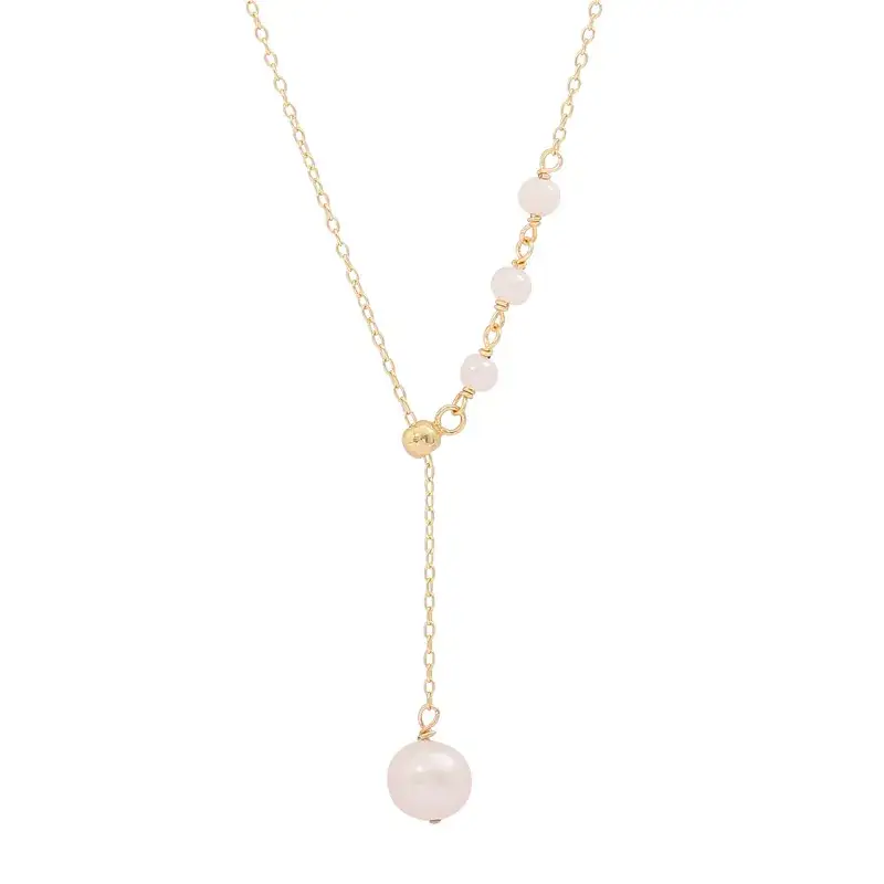 18K Gold Pearl Necklace for Women Adjustable - Image 5