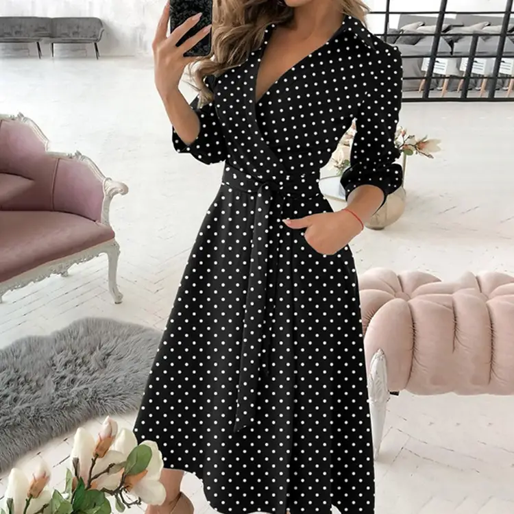 Women's Printed V-Neck Bodycon Dress Olive Green — feature 44