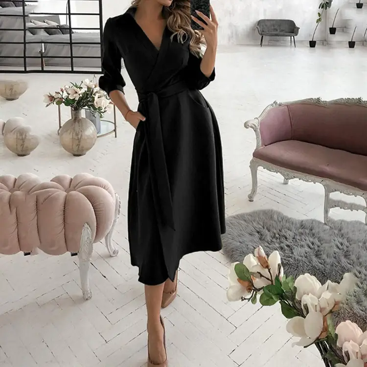 Women's Printed V-Neck Bodycon Dress Olive Green — feature 45