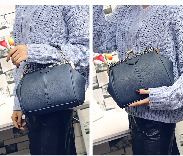 Black Korean Style Women's Shoulder Bag with Clip Buckle — feature 11