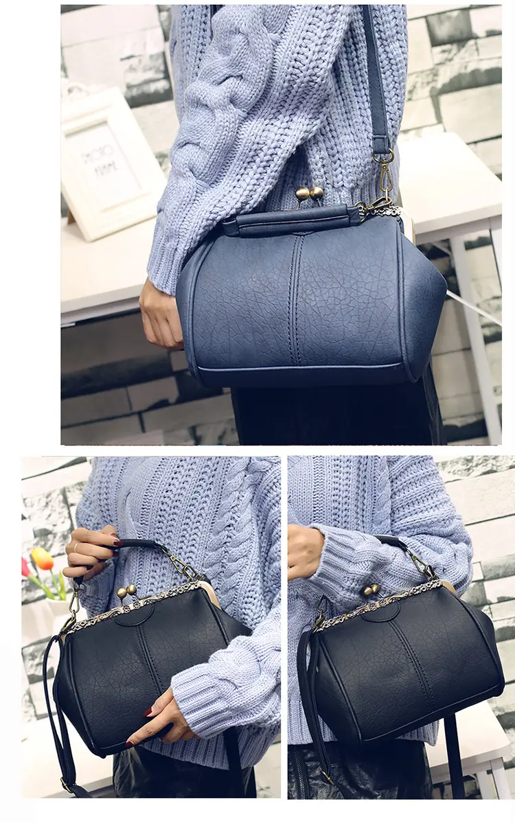Black Korean Style Women's Shoulder Bag with Clip Buckle — feature 15